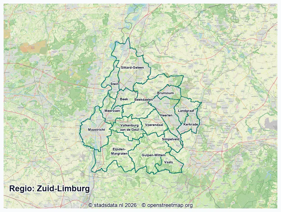 Kaart Zuid-Limburg
